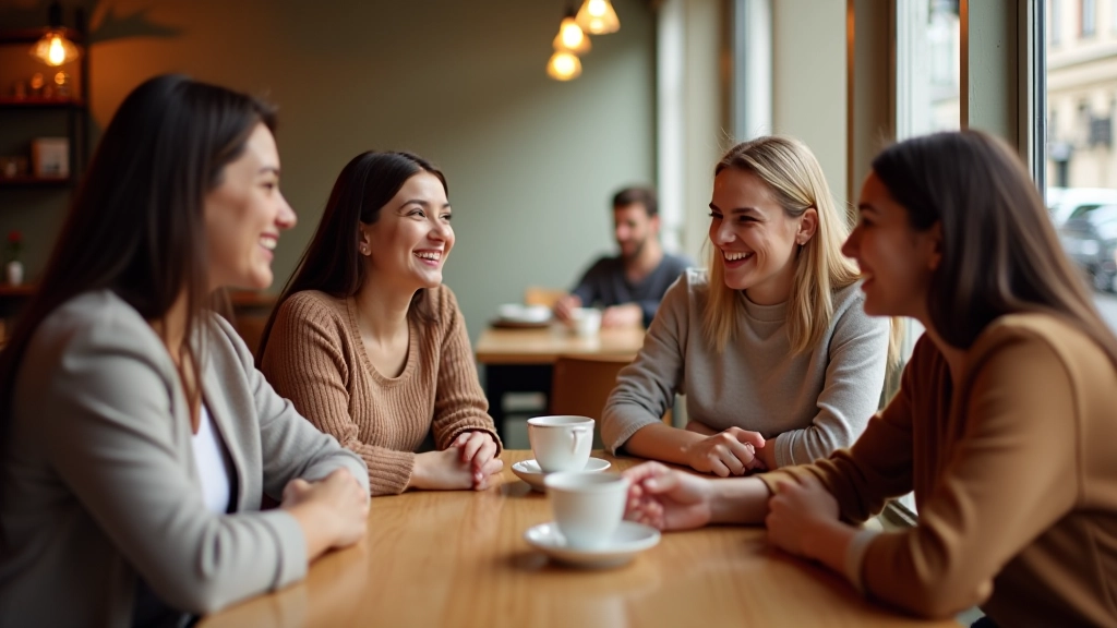 Group of friends sitting together at a communal table café in Istanbul