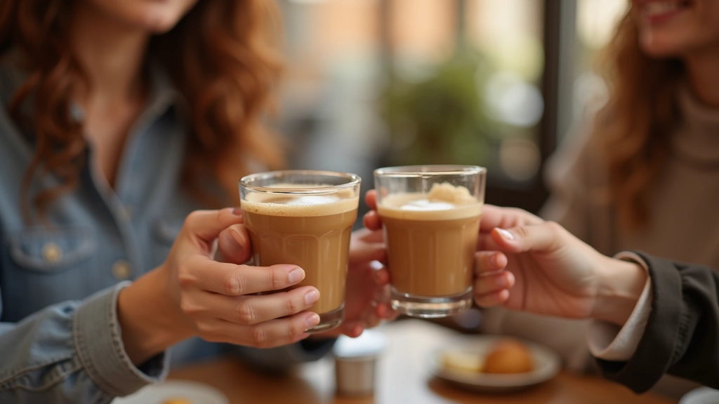 Group toasting with coffee and tea